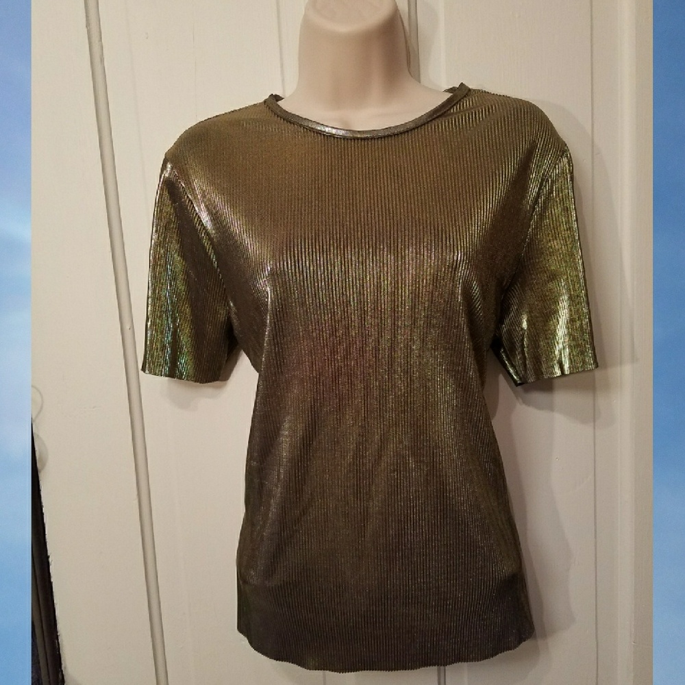 Top shirt blouse gold smimmer women size 8 / 10